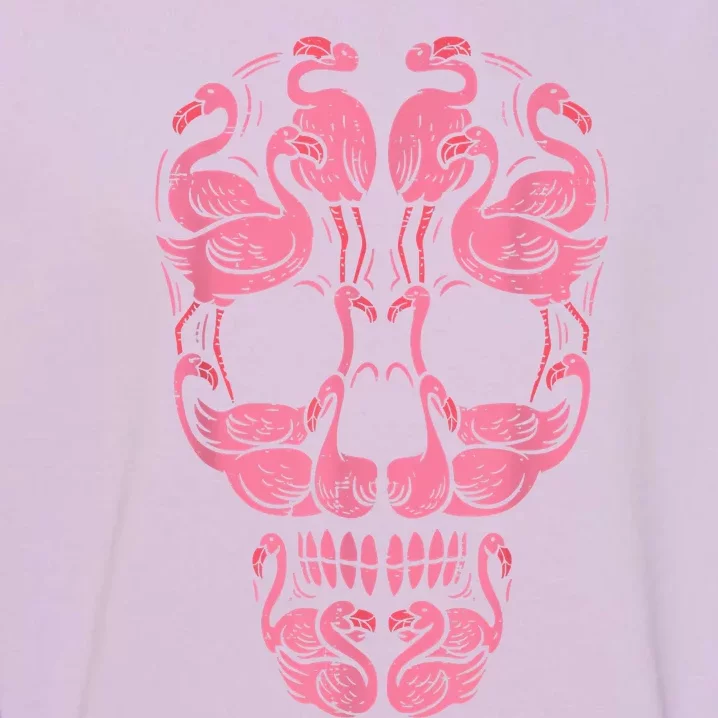 Pink Flamingo Skull Breast Cancer Awareness Halloween Women Garment-Dyed Sweatshirt