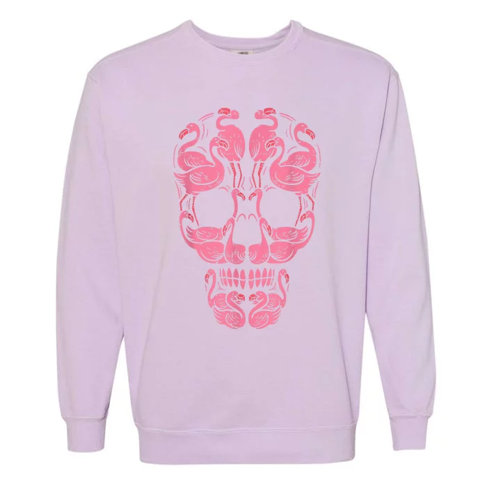 Pink Flamingo Skull Breast Cancer Awareness Halloween Women Garment-Dyed Sweatshirt