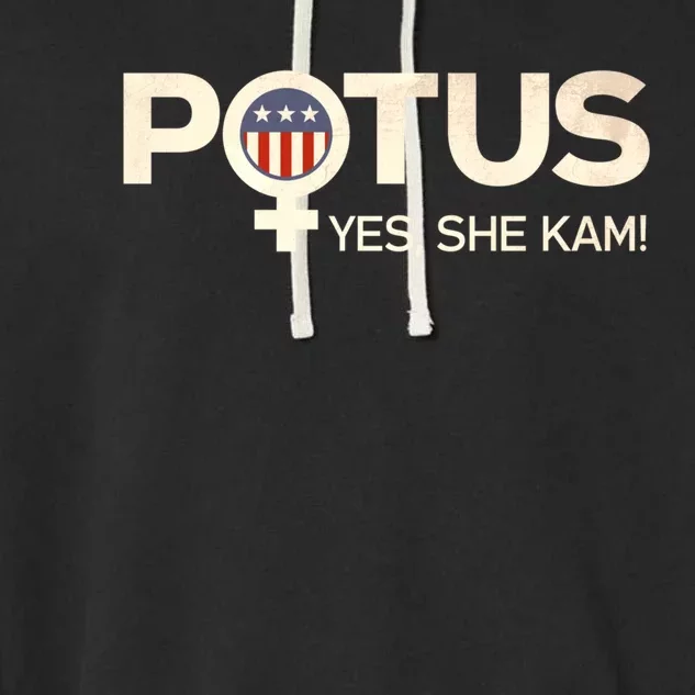 Potus Female Symbol Yes She Kam Harris For President Gift Garment-Dyed Fleece Hoodie