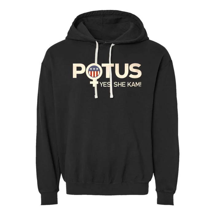 Potus Female Symbol Yes She Kam Harris For President Gift Garment-Dyed Fleece Hoodie