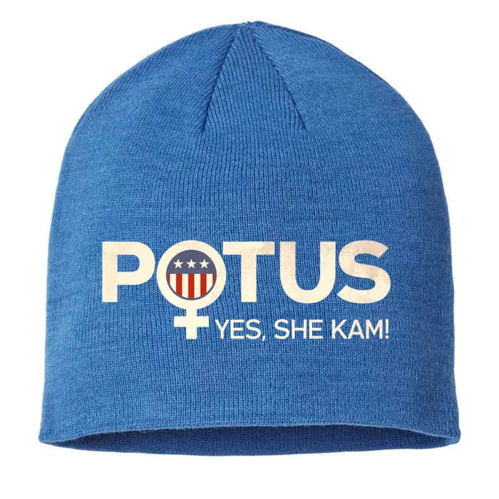 Potus Female Symbol Yes She Kam Harris For President Gift 8 1/2in Sustainable Knit Beanie