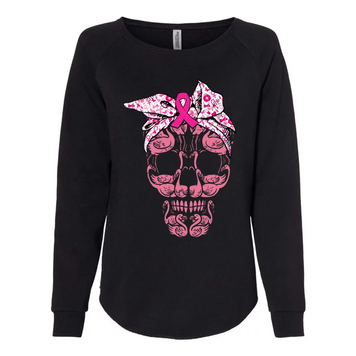 pink flamingo skull breast cancer awareness halloween Womens California Wash Sweatshirt