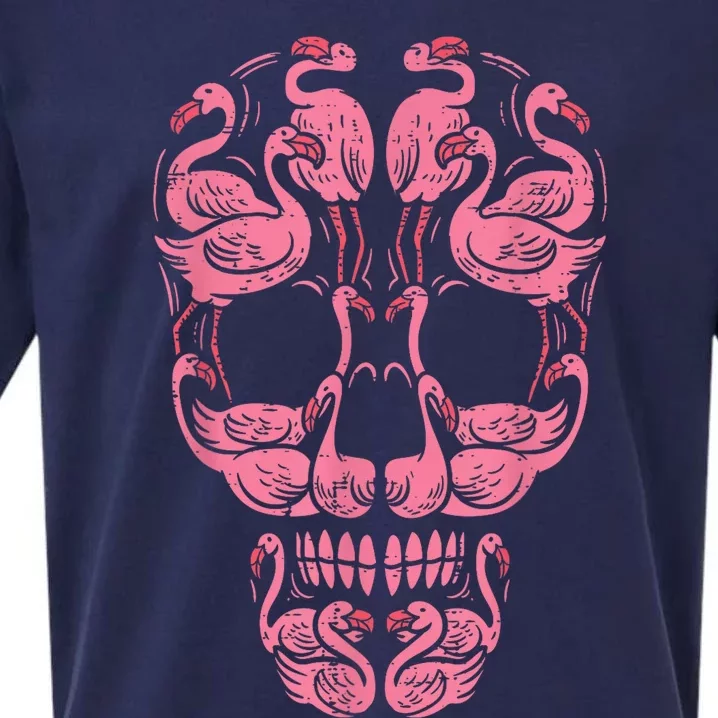 Pink Flamingo Skull Breast Cancer Awareness Halloween Wo Sueded Cloud Jersey T-Shirt