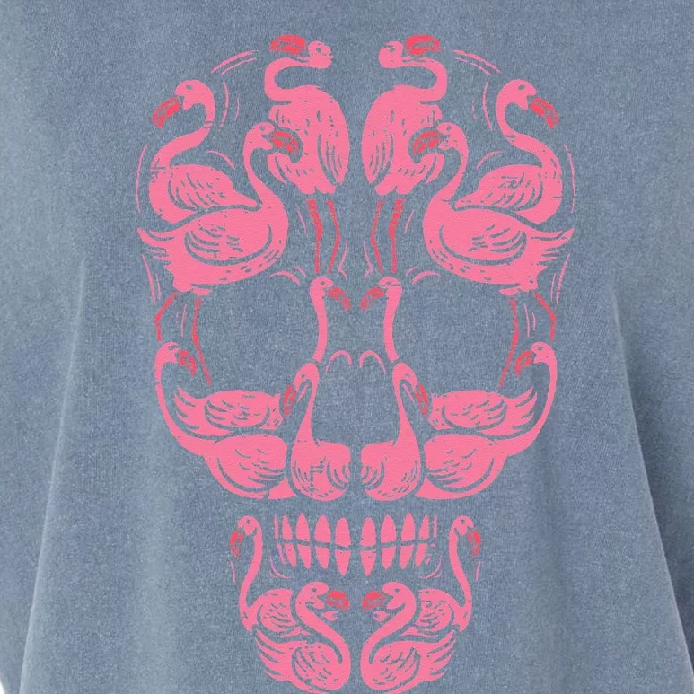 Pink Flamingo Skull Breast Cancer Awareness Halloween Garment-Dyed Women's Muscle Tee