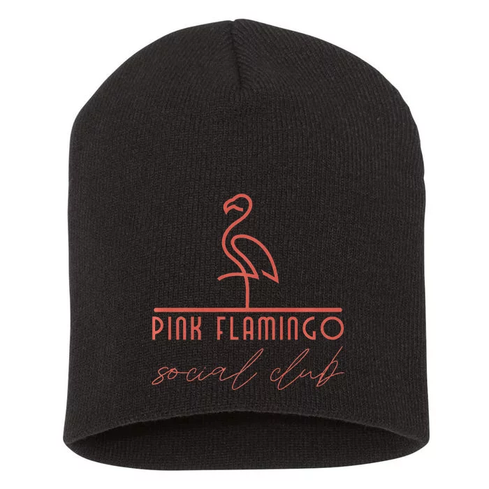 Pink Flamingo Social Club Fun Short Acrylic Beanie