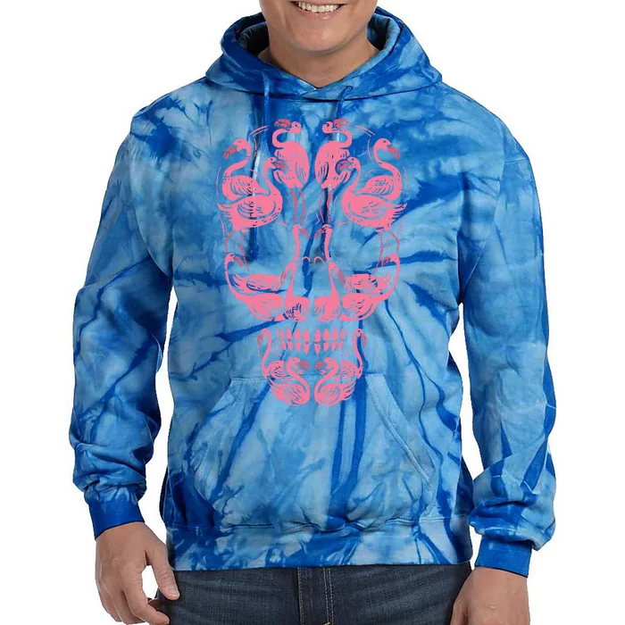 Pink Flamingo Skull Breast Cancer Awareness Halloween Women Tie Dye Hoodie