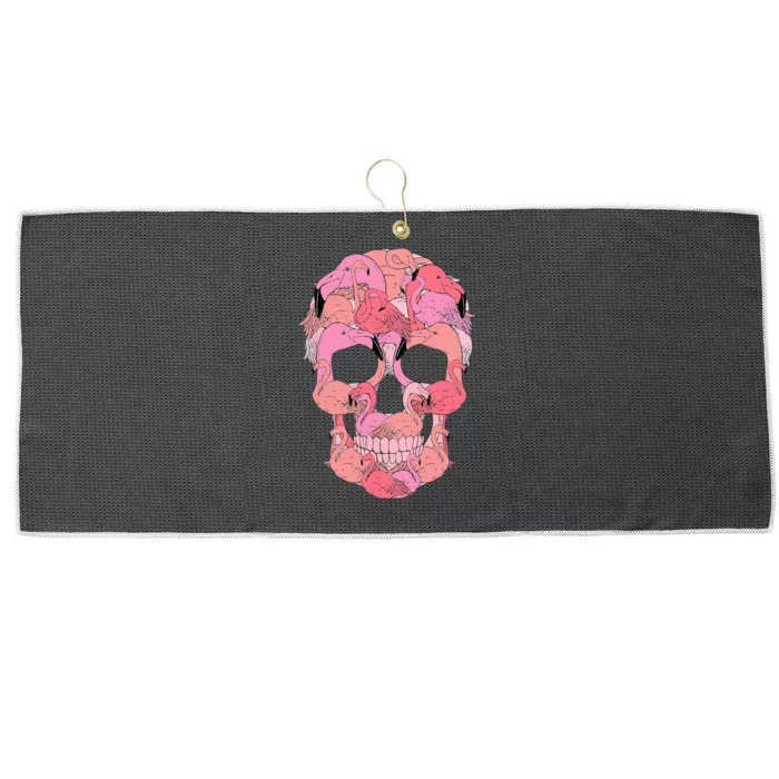 Pink Flamingo Skull Breast Cancer Awareness Halloween Large Microfiber Waffle Golf Towel