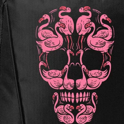 Pink Flamingo Skull Breast Cancer Awareness Halloween Women City Backpack