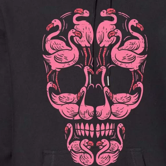 Pink Flamingo Skull Breast Cancer Awareness Halloween Women Premium Hoodie