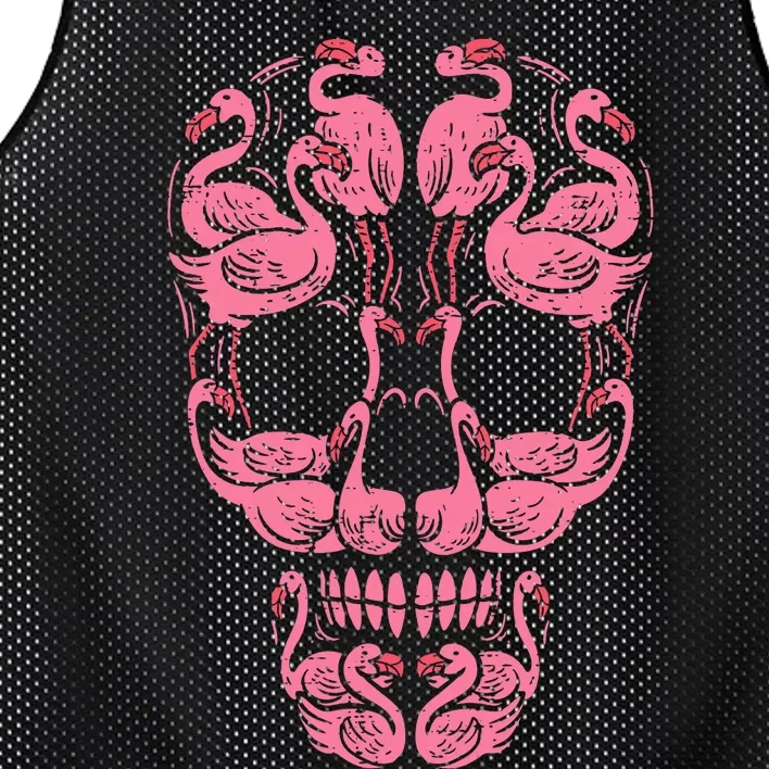 Pink Flamingo Skull Breast Cancer Awareness Halloween Women Mesh Reversible Basketball Jersey Tank