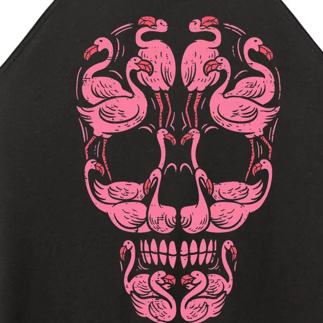 Pink Flamingo Skull Breast Cancer Awareness Halloween Women Women’s Perfect Tri Rocker Tank