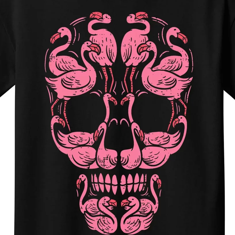 Pink Flamingo Skull Breast Cancer Awareness Halloween Women Kids T-Shirt