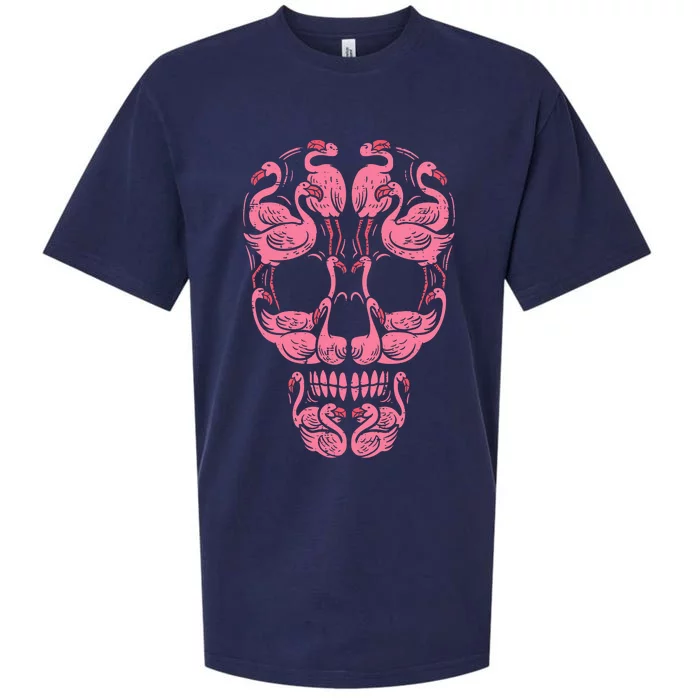 Pink Flamingo Skull Breast Cancer Awareness Halloween Women Sueded Cloud Jersey T-Shirt