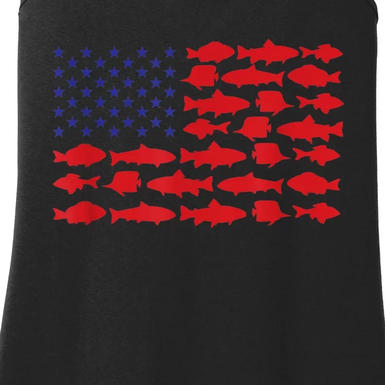 Patriotic Fisher Saltwaters Fish Saltwater Men American Flag Ladies Essential Tank