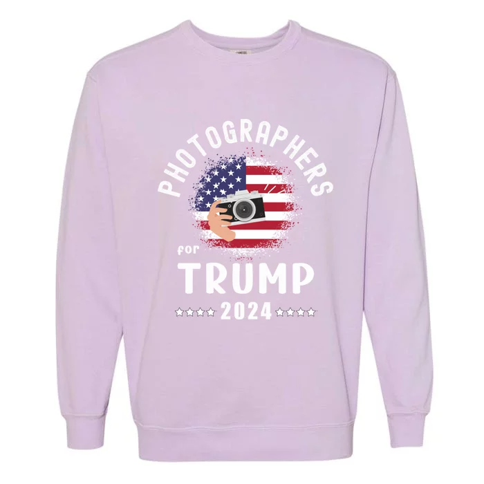 Photographers For Trump 2024 American Flag Vote Trump Cool Gift Garment-Dyed Sweatshirt