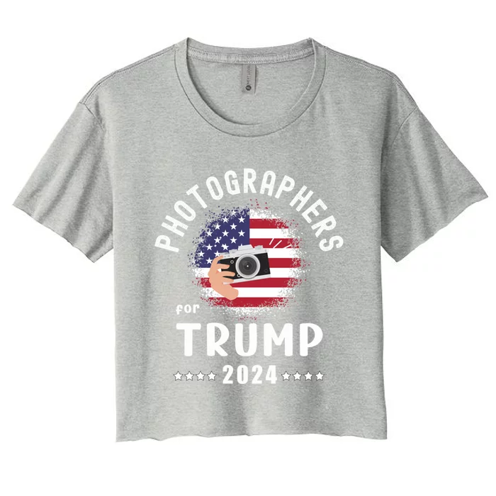 Photographers For Trump 2024 American Flag Vote Trump Cool Gift Women's Crop Top Tee