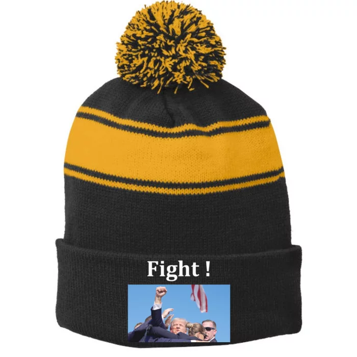 Pray For Trump Donald Trump Statement Trump Shooter On Roof Stripe Pom Pom Beanie