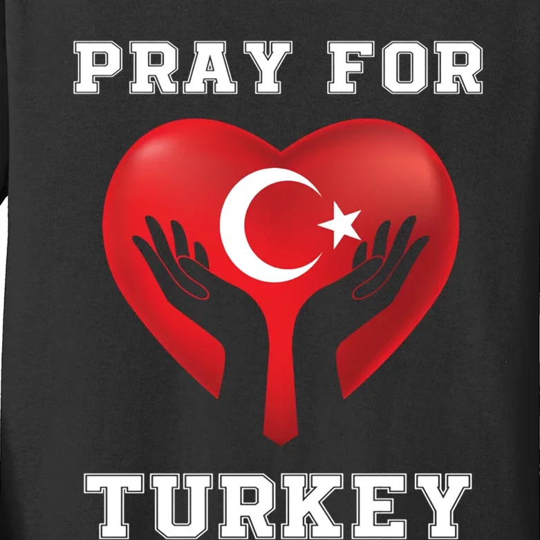 Pray For Turkey Support Turkish Turkey Map Kids Long Sleeve Shirt