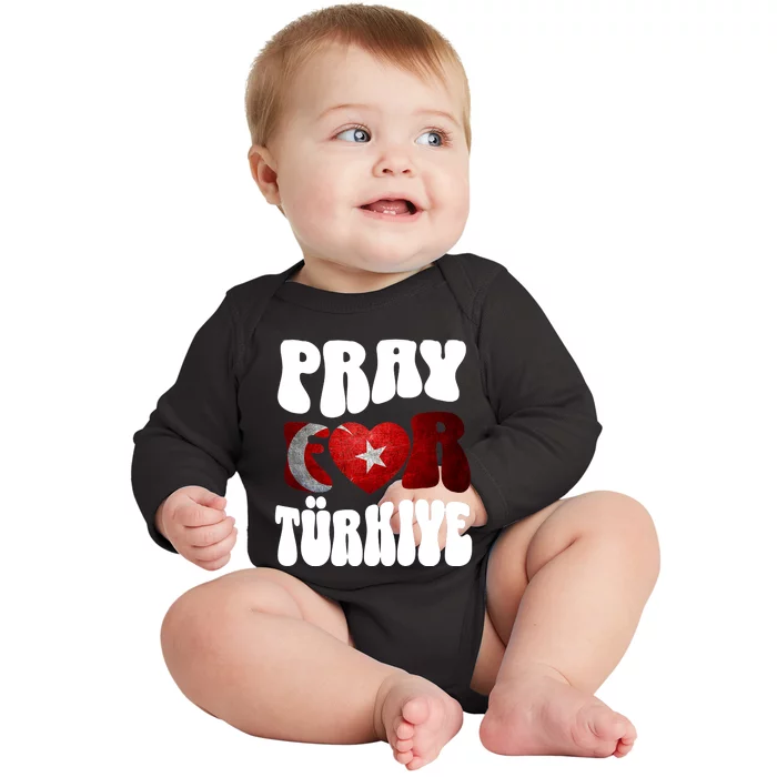 Pray For Turkiye Turkey Tees, Turkey Flag, Support Turkey Baby Long Sleeve Bodysuit