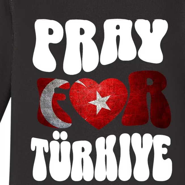 Pray For Turkiye Turkey Tees, Turkey Flag, Support Turkey Baby Long Sleeve Bodysuit