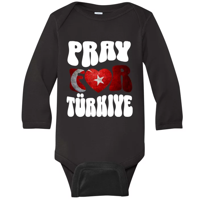 Pray For Turkiye Turkey Tees, Turkey Flag, Support Turkey Baby Long Sleeve Bodysuit