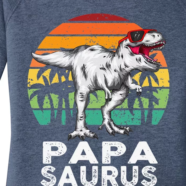 Papasaurus Funny T Rex Dinosaur Papa Saurus Family Matching Women's Perfect Tri Tunic Long Sleeve Shirt