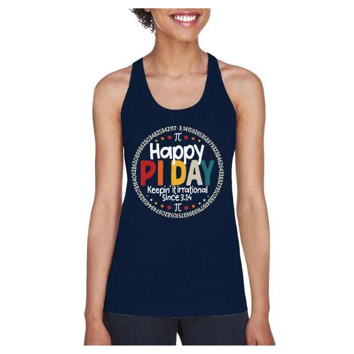 Pi For Teacher Vintage 3.14 Pi Digits Happy Pi Day Women's Racerback Tank