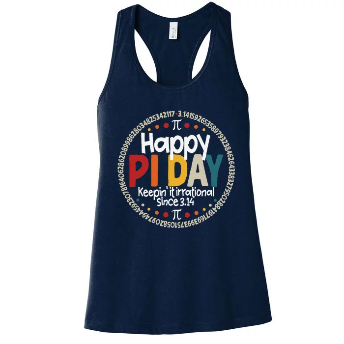 Pi For Teacher Vintage 3.14 Pi Digits Happy Pi Day Women's Racerback Tank