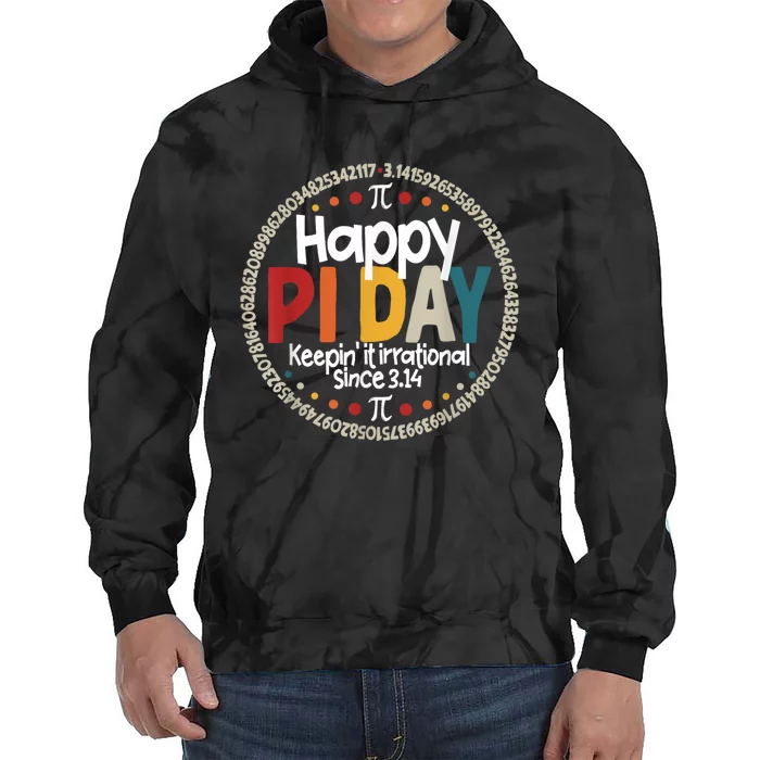 Pi For Teacher Vintage 3.14 Pi Digits Happy Pi Day Tie Dye Hoodie