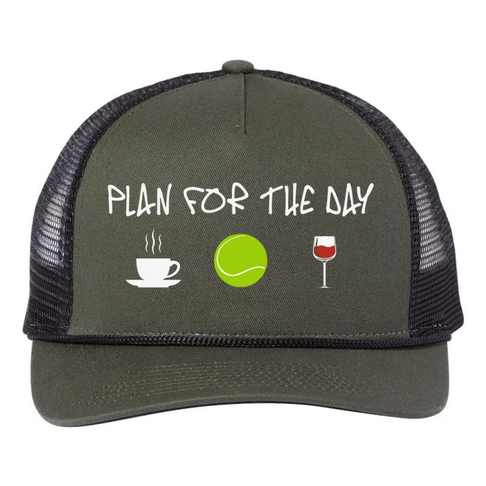 Plan For The Day Coffe Tennis Wine Meaningful Gift Retro Rope Trucker Hat Cap