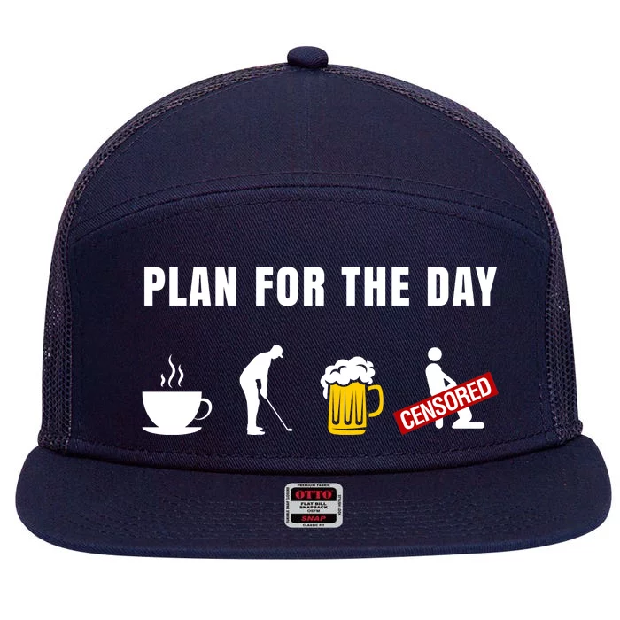 Plan For The Day Funny Husband 7 Panel Mesh Trucker Snapback Hat