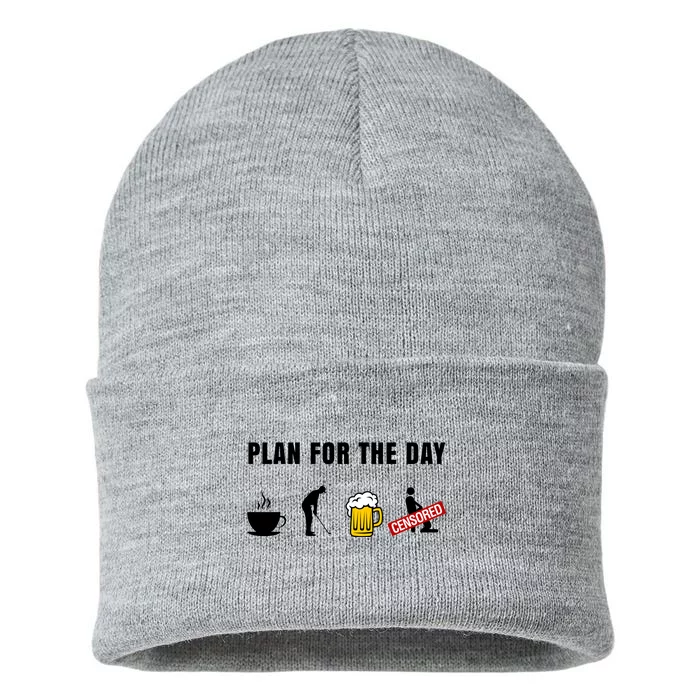 Plan For The Day Funny Husband Sustainable Knit Beanie