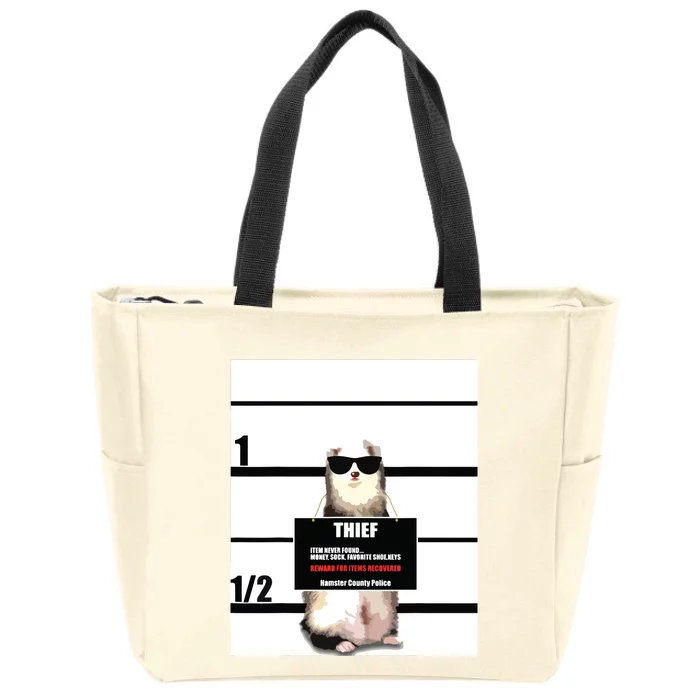 Pet Ferret Tee Funny Ferret Thief Mugshot Zip Tote Bag