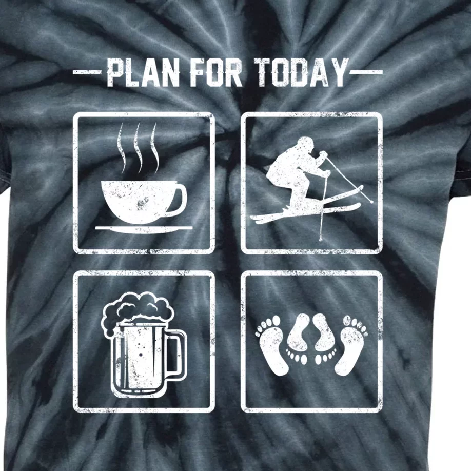 Plan For Today Skiing Coffee Beer And Baby Gift For Skier Kids Tie-Dye T-Shirt