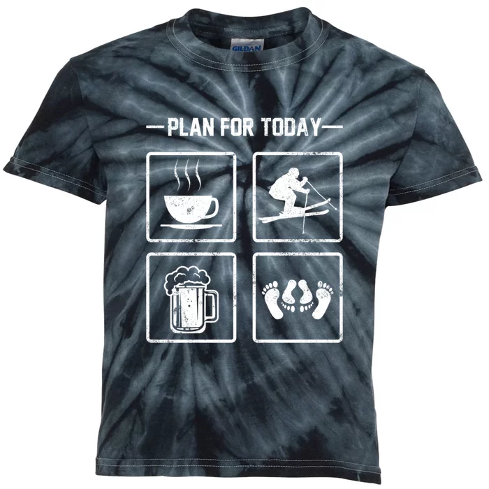 Plan For Today Skiing Coffee Beer And Baby Gift For Skier Kids Tie-Dye T-Shirt