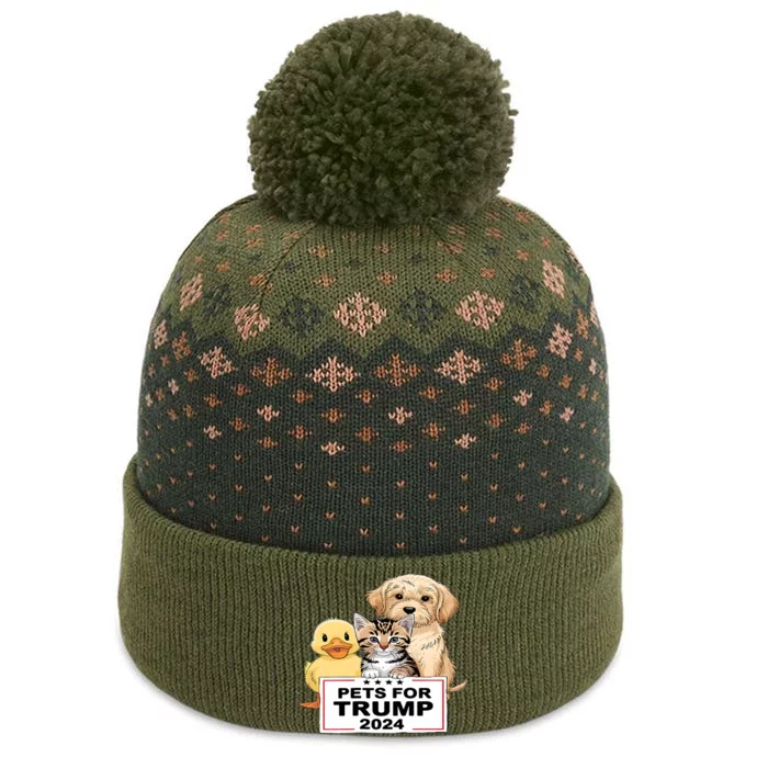 Pets For Trump Duck Cat Dog Donald Trump 2024 The Baniff Cuffed Pom Beanie