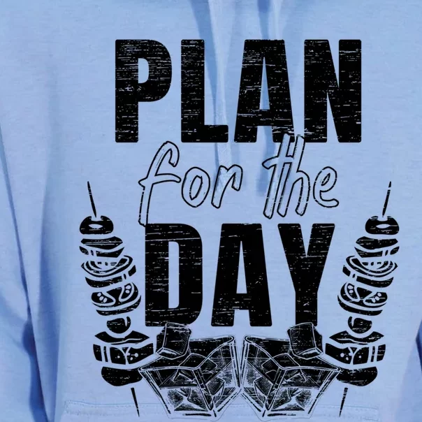 Plan For The Day Whiskey And Bbq Bourbon Barbecue Gift Unisex Surf Hoodie