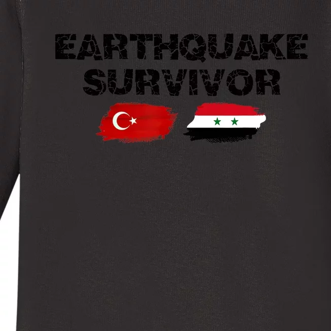 Pray For Turkey & Syria Flag Earthquake In Turkey Syria Baby Long Sleeve Bodysuit