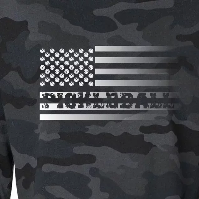 Pickleball Flag Transparent Distressed Cropped Pullover Crew