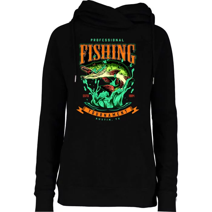 Professional Fishing Tournament Austin Texas 1994 Womens Funnel Neck Pullover Hood