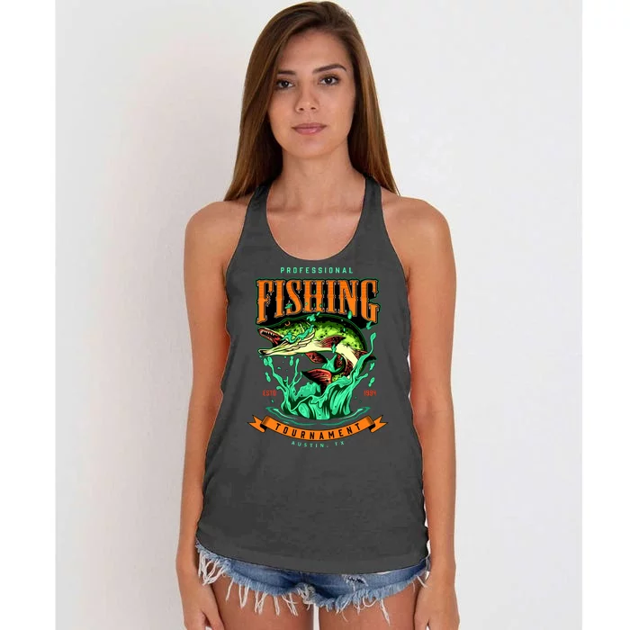 Professional Fishing Tournament Austin Texas 1994 Women's Knotted Racerback Tank