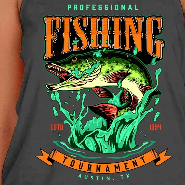 Professional Fishing Tournament Austin Texas 1994 Women's Knotted Racerback Tank