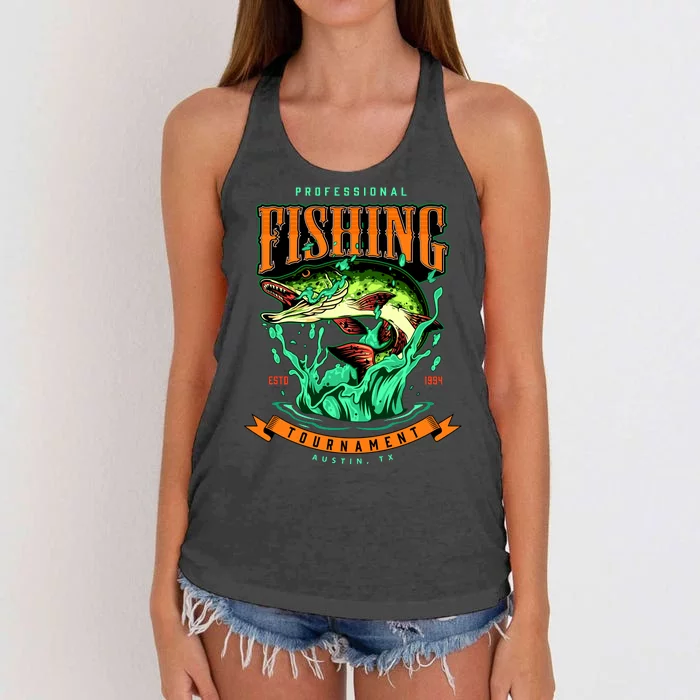 Professional Fishing Tournament Austin Texas 1994 Women's Knotted Racerback Tank