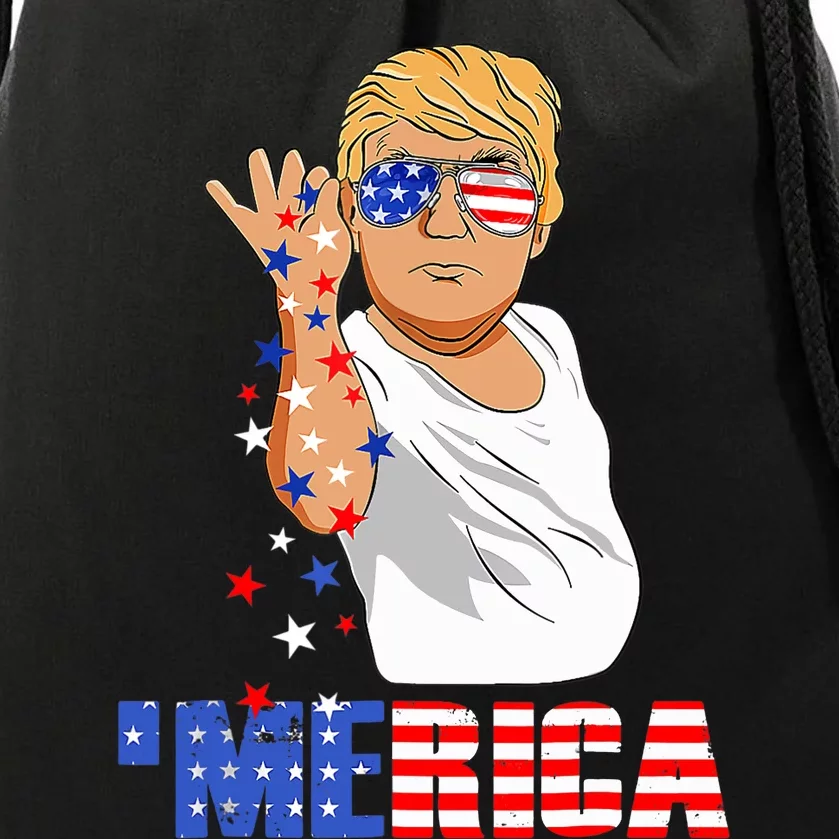 Patriotic Funny Trump Salt Merica Freedom 4th of July Drawstring Bag