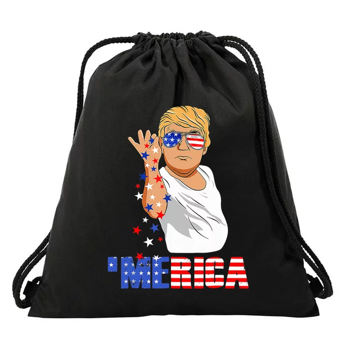 Patriotic Funny Trump Salt Merica Freedom 4th of July Drawstring Bag