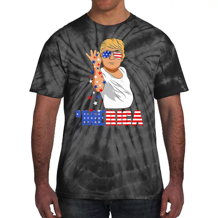 Patriotic Funny Trump Salt Merica Freedom 4th of July Tie-Dye T-Shirt