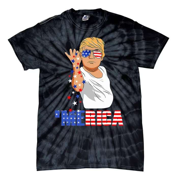 Patriotic Funny Trump Salt Merica Freedom 4th of July Tie-Dye T-Shirt