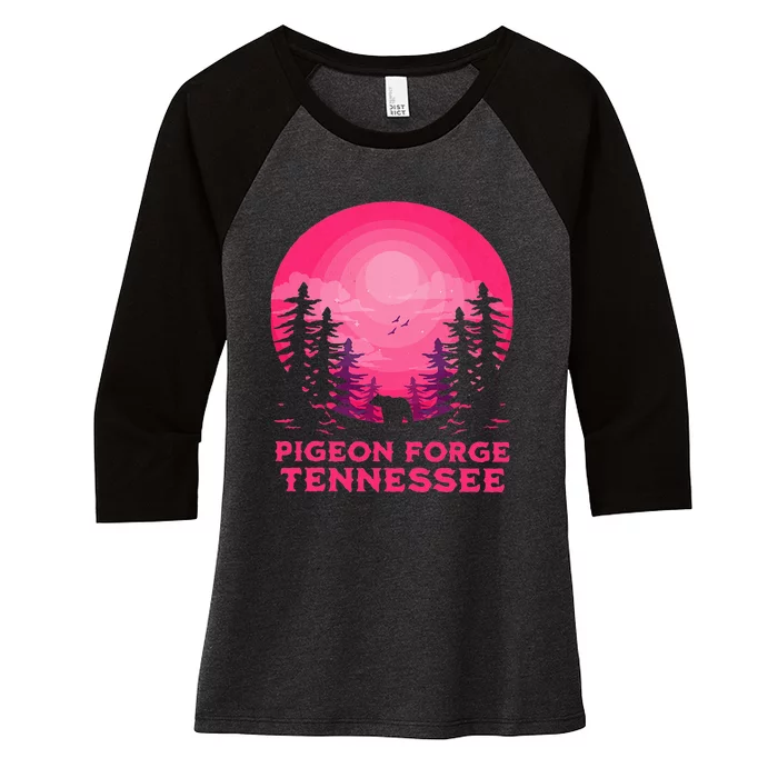 Pigeon Forge Tennessee Bear Nature Outdoors Women's Tri-Blend 3/4-Sleeve Raglan Shirt