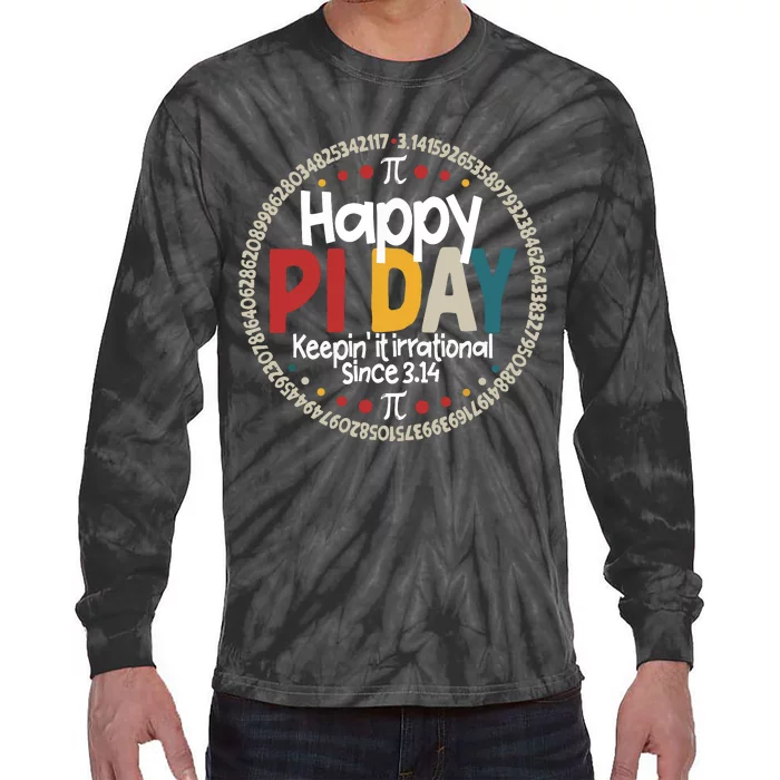 Pi For Teacher Vintage 314 Pi Digits Happy Pi Day Tie-Dye Long Sleeve Shirt