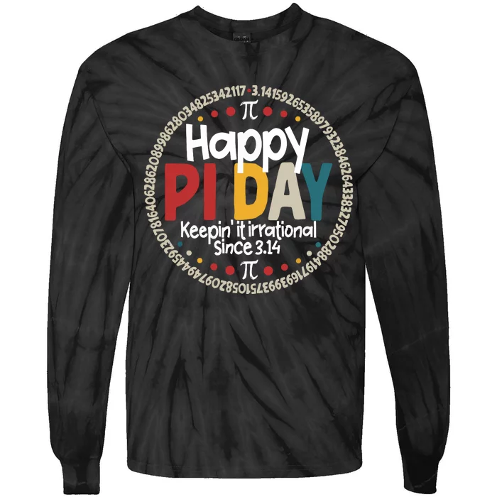 Pi For Teacher Vintage 314 Pi Digits Happy Pi Day Tie-Dye Long Sleeve Shirt